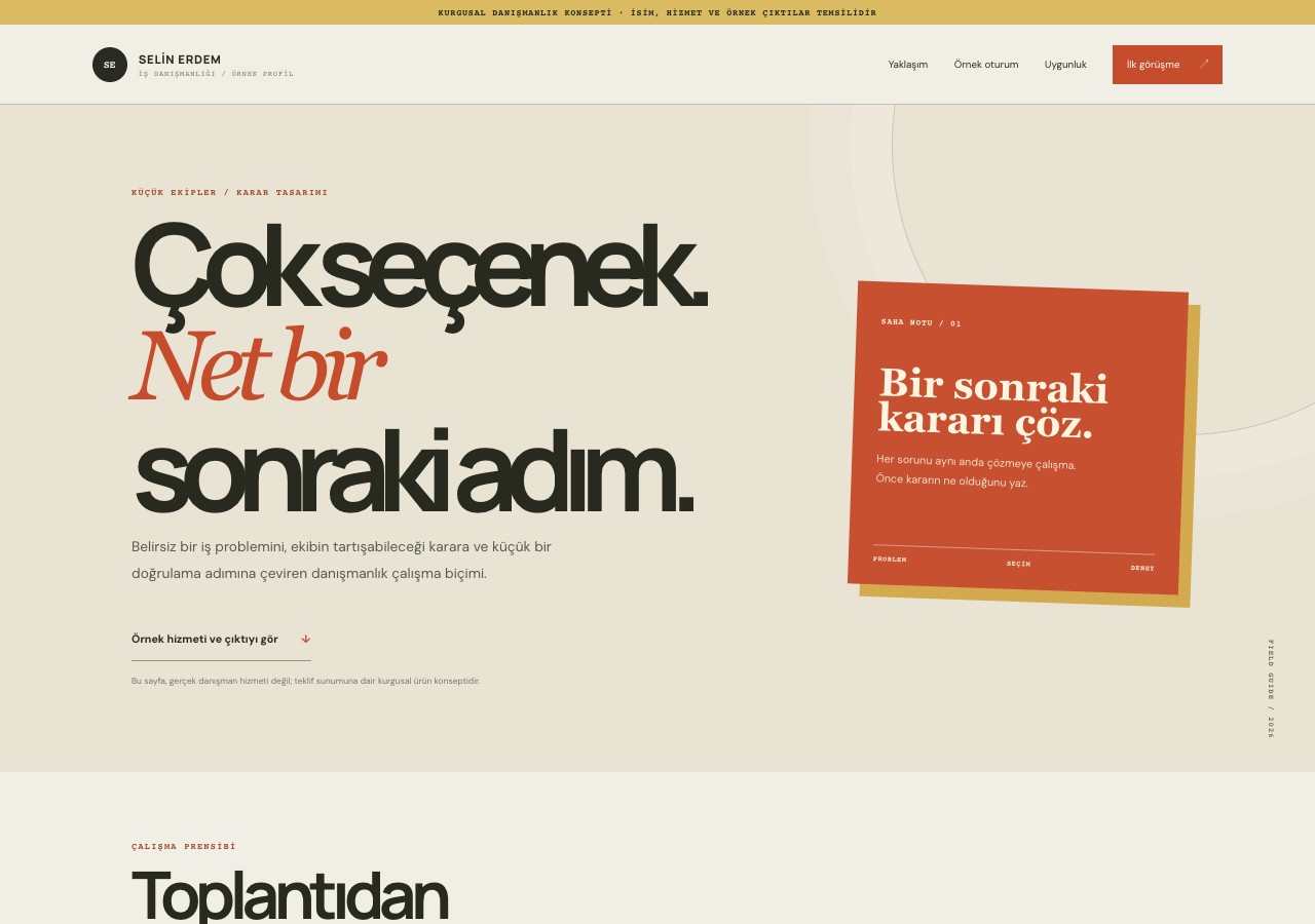 Kurgusal danışmanlık hizmet sitesi önizlemesi