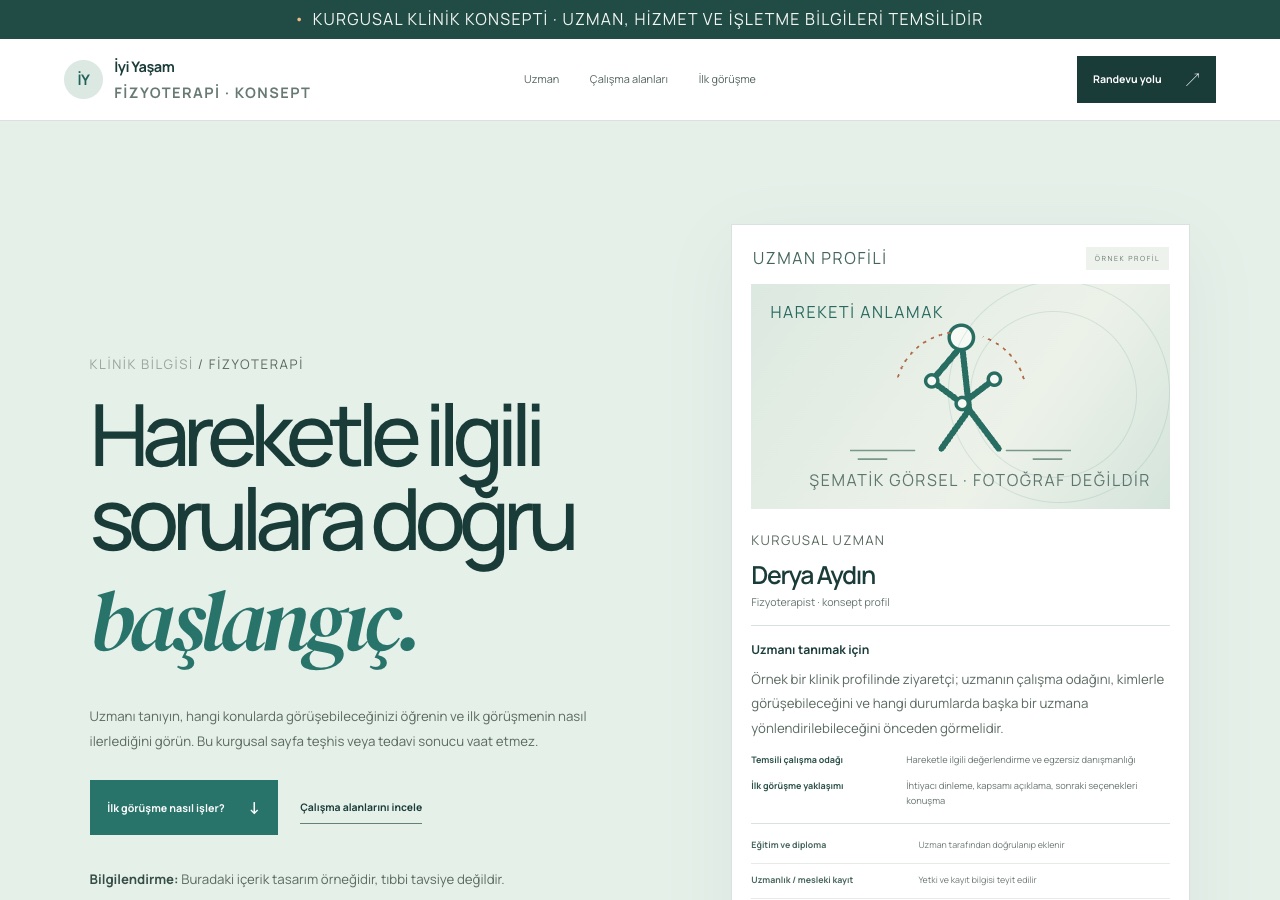 Kurgusal klinik ve uzman tanıtım sitesi önizlemesi
